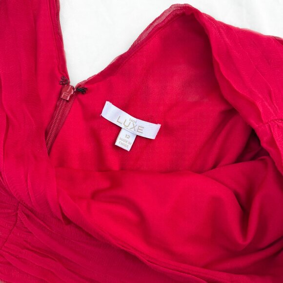 Cache Luxe Silk Red Pleated Bodycon Dress - Picture 4 of 7